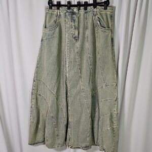 PLUS SIZE Denim A-Line Maxi Skirt